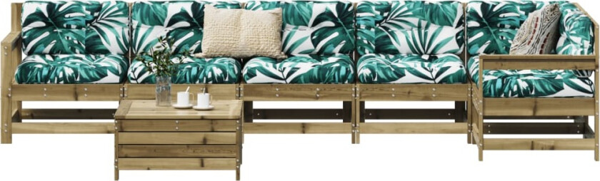 Hagesofasett 7 deler impregnert furu