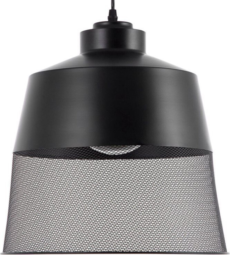 Pendellampe i svart metallnett Vintage Industriell Design Taklampe