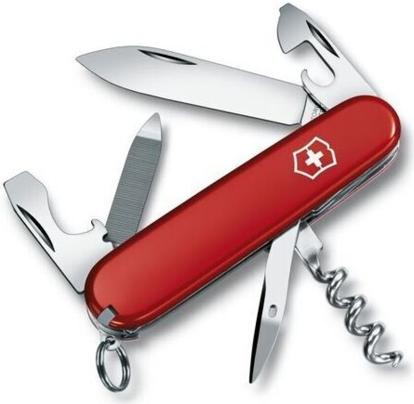 Sportsman, Slip joint knife, Multi-tool knife, Cellidor, ABS syntetisk, Rød, Rustfritt stål, 13 verktøy