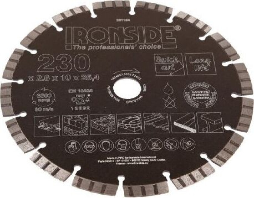 201184 Kappeskive 230 x 22,23 x 2,6 x 10 mm