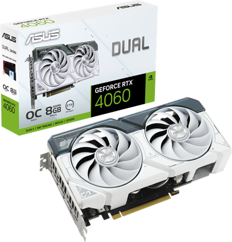 GeForce RTX 4060 DUAL OC White - 8GB GDDR6 RAM - Grafikkort