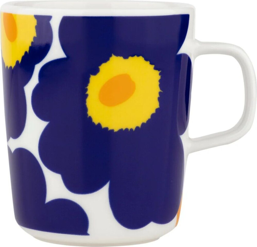 Unikko 60-årsjubileum kopp 25 cl white-d. blue-yellow