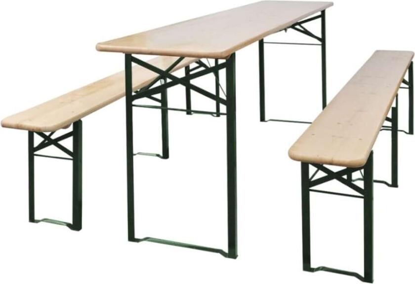 Sammenleggbart ølbord med 2 benker 220 cm edelgran