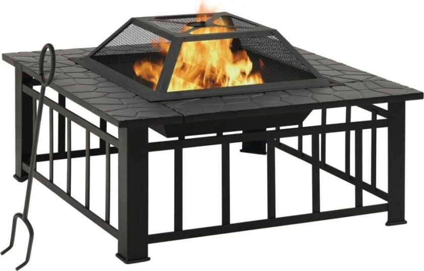 Bålfat med ildrake 81x81x47 cm XXL stål