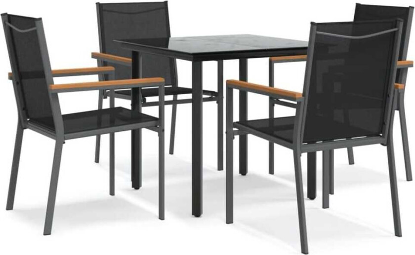 Hagespisegruppe 5 deler svart textilene og stål