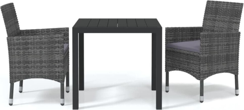 Hagespisegruppe med puter 3 deler polyrotting grå