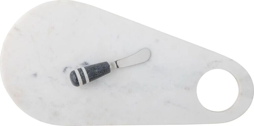 Abrielle ostekniv med skjærefjøl 20 x 42 cm Hvit marmor-rustfritt stål