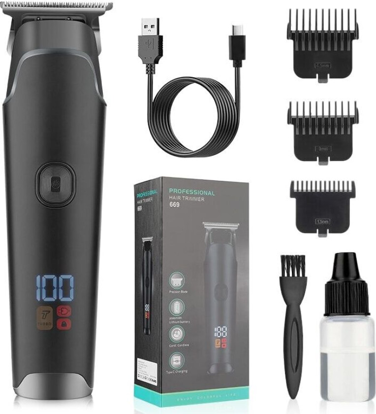 INF Hårklipper med oppladbar tilbehør
