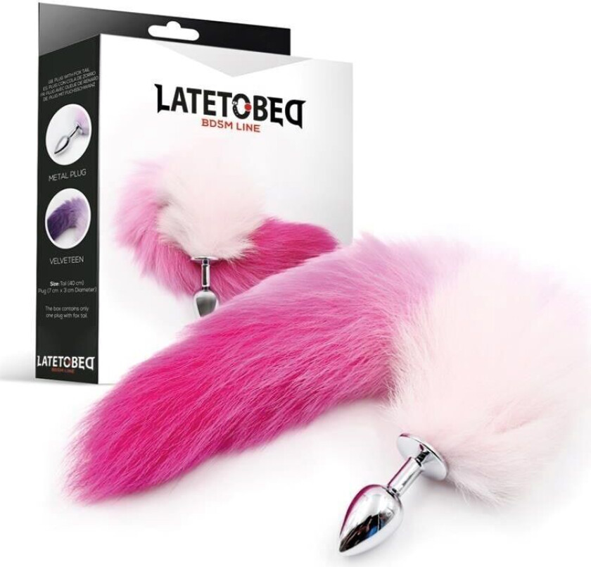 Butt Plug med rosa og hvit hale størrelse S