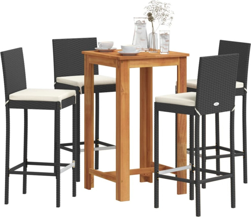 Hagebarsett 5 deler svart heltre akasie og polyrotting