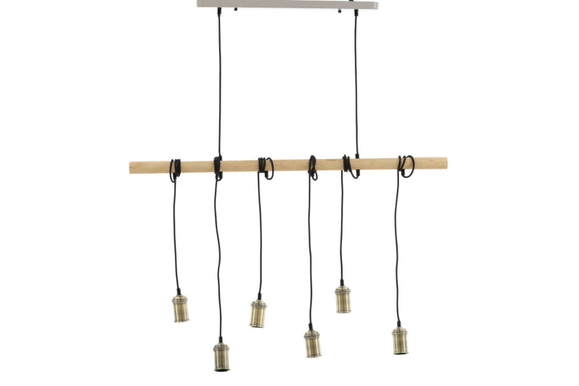 Fall belysning pendel 110x4,5x144cm stål svart, messing, tre.