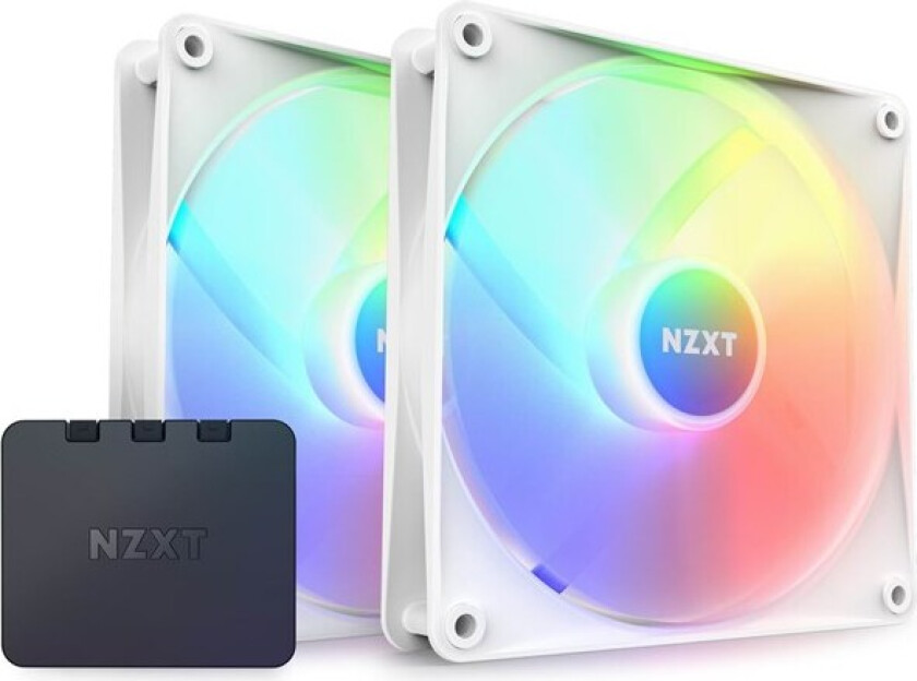F140 RGB Core 2-pack & RGB Controller - White - Kabinettvifte - 140mm - Hvit med RGB-lys - 35 dBA