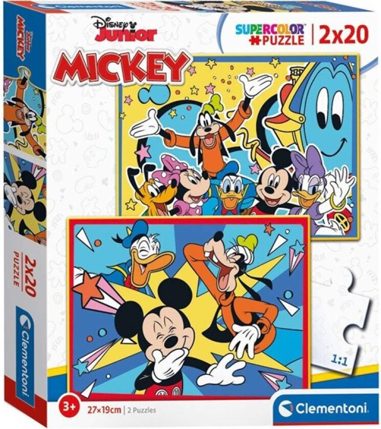 Puzzle Mickey Mouse 2x20st. Gulv