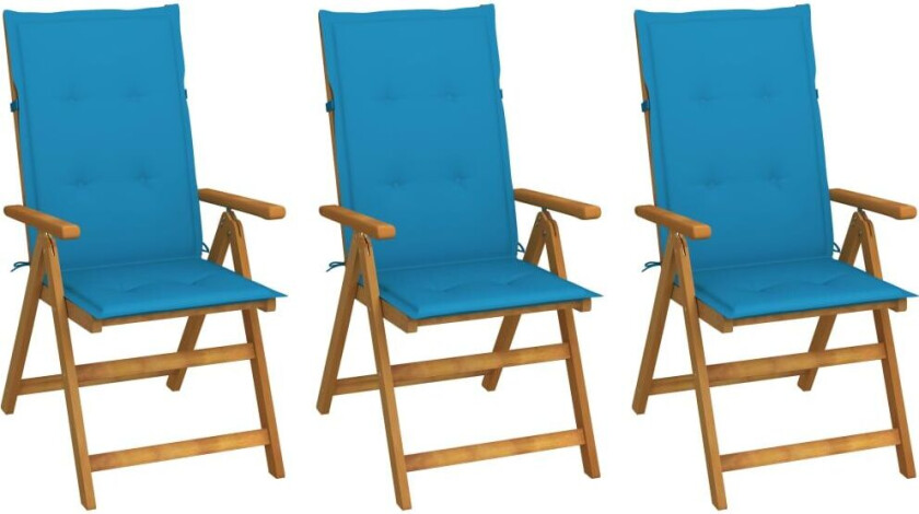 Klappstoler 3 stk med puter heltre akasie