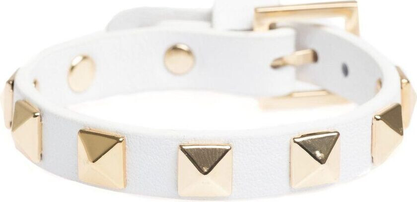 DARK Leather Stud Bracelet White