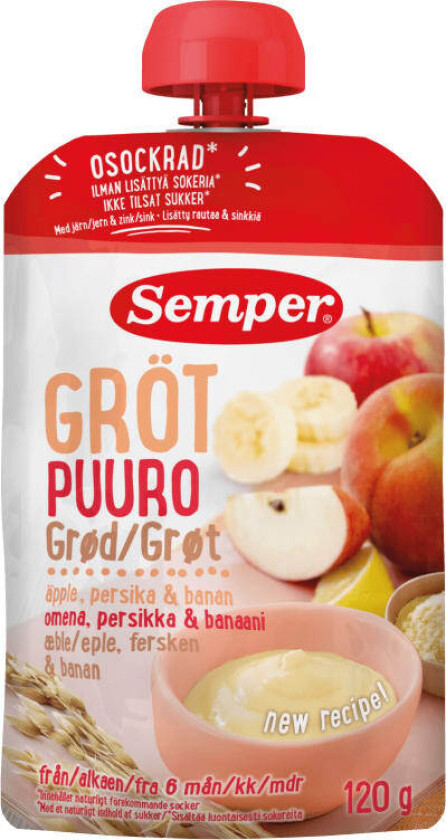 Grøt Eple&Fersken 6mnd 120g