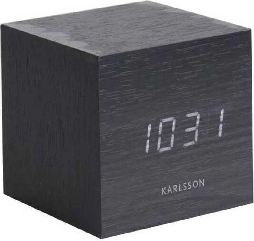 Vekkerklokke - Karlsson Mini Cube Veneer Svart Tre