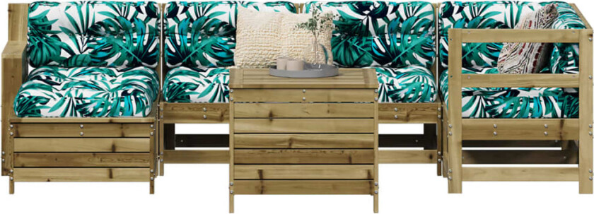 Hagesofasett 7 deler impregnert furu