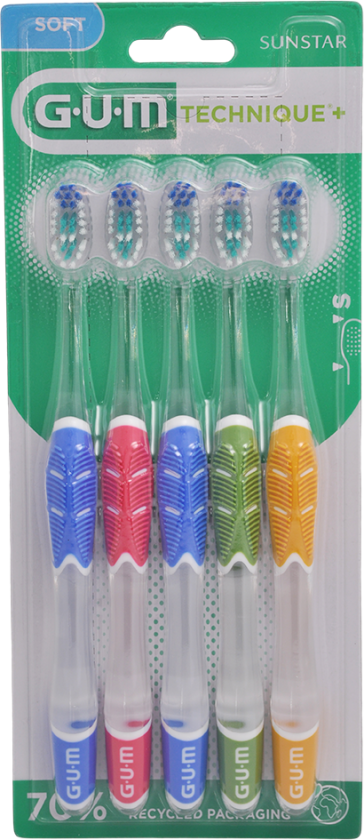GUM Technique+ Tannbørste Voksen Soft - 5 Stk