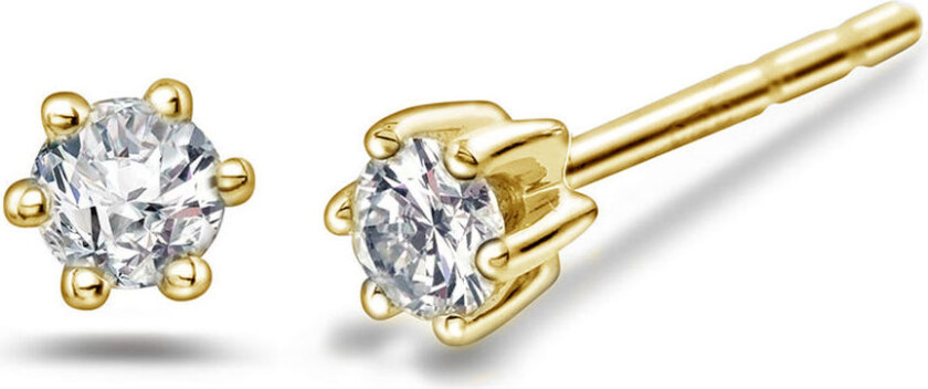 , Ingrid enstens øredobber i 585 gult gull med diamanter 0,15 ct WSI