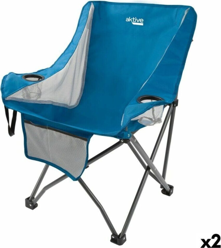 Sammenleggbar campingstol Aktive Blå 48 x 86 x 50 cm (2 enheter)