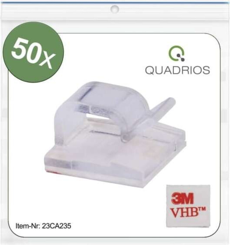 23CA235 Kabelclips Selvklæbende 23CA235 Bundt-Ø-område 1 til 7 mm Transparent 50 stk