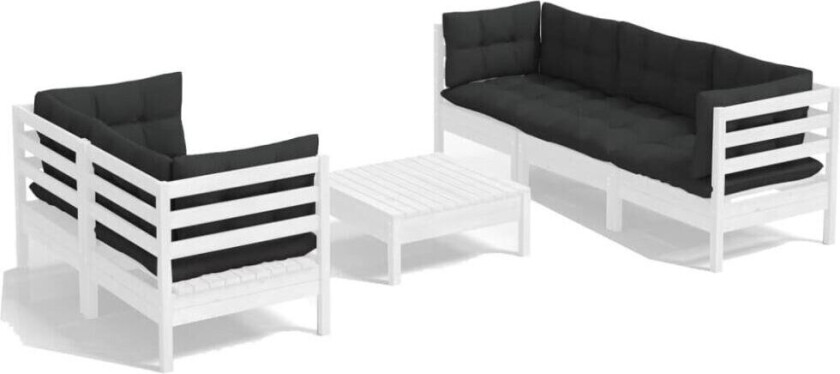 Hagesofagruppe med antrasitt puter 6 deler furu