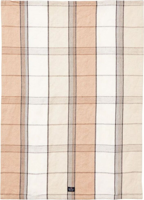 Checked Linen/Cotton kjøkkenhåndkle 50x70 cm Beige-white