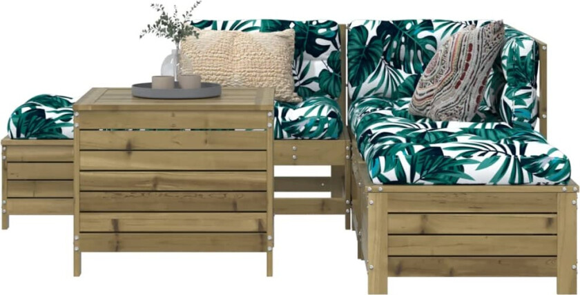 Hagesofasett 6 deler impregnert furu