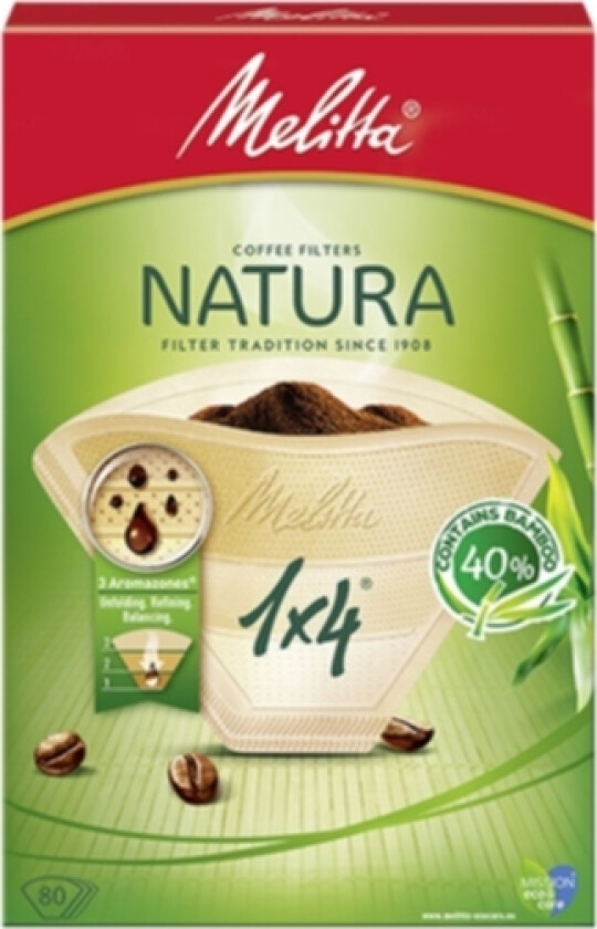 Kaffefilter Natura 1x4 ubleket 80-pakk