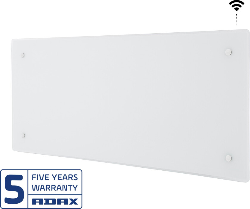 Clea H panelovn med termostat og WiFi 1000W/230V, Hvit glass - 13 m²