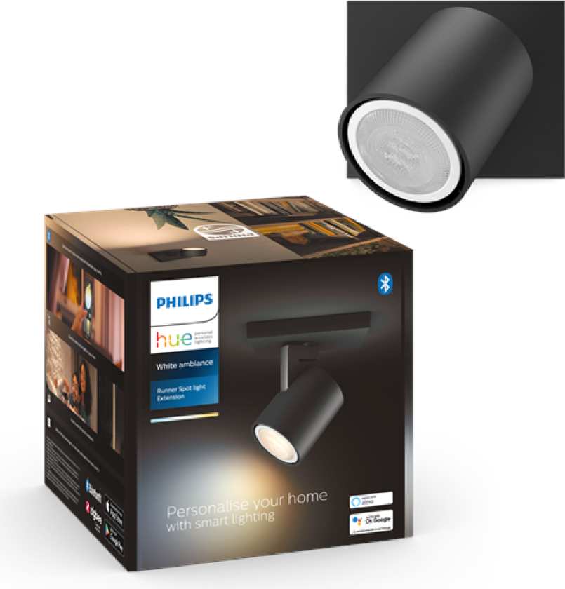 Hue Runner Single Spotlight - Svart - Uten Dimmebryter
