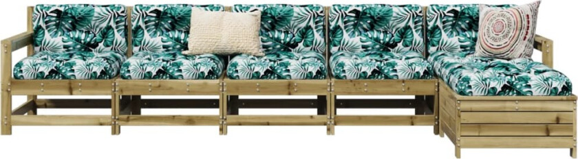 Hagesofasett 6 deler impregnert furu