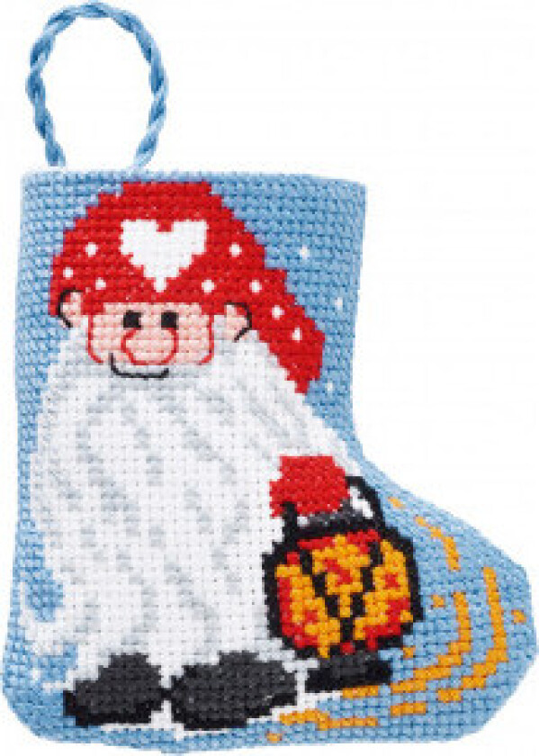 Broderikit Julestrømpe Nisse 7x8cm