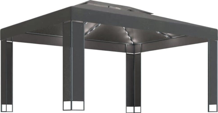 Paviljong med LED-lysslynge 3x4 m antrasitt