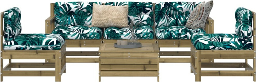 Hagesofasett 6 deler impregnert furu