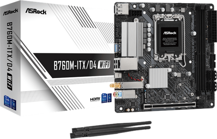 B760M-ITX/D4 WiFi Hovedkort - Intel B760 - Intel LGA1700 socket - DDR4 RAM - Mini-ITX