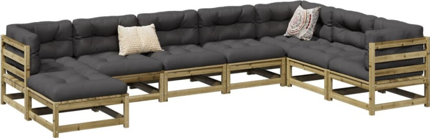 Hagesofasett 8 deler impregnert furu