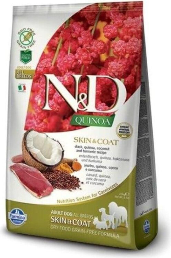N&D Quinoa Skin & Coat Duck Adult Tørrfôr til hund 7 kg