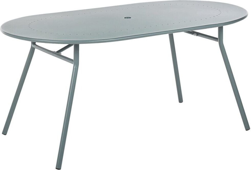 Hagebord metall lyseblå 160 x 90 cm 4 seter parasollhull moderne