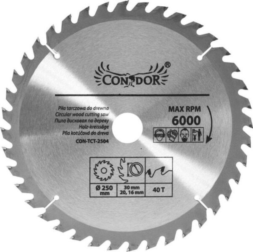 Condor sirkelsagblad 250x30x40 tenner (CON-TCT-2504)