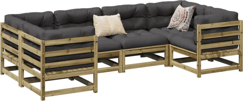 Hagesofasett 6 deler impregnert furu