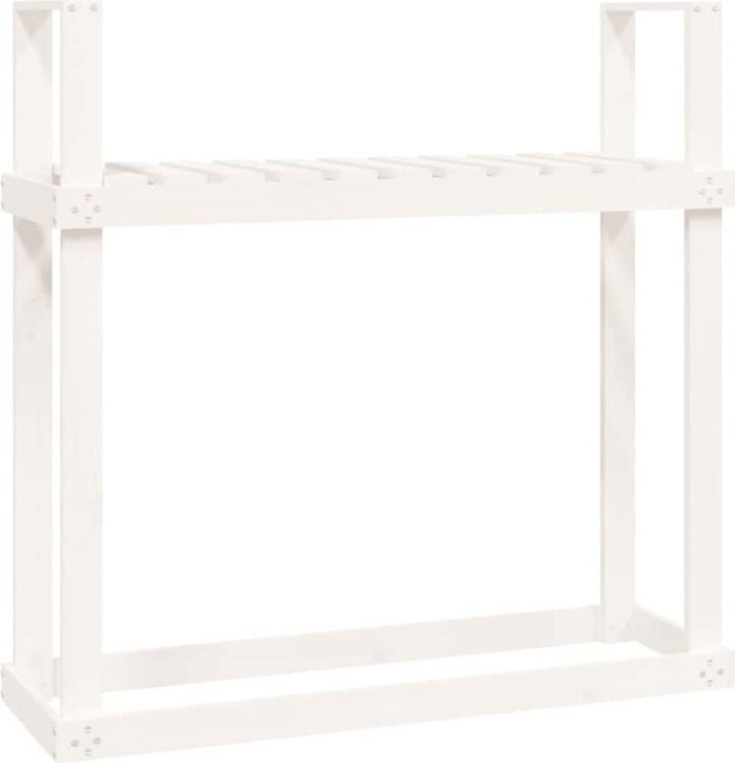Vedstativ hvit 110x35x108,5 cm heltre furu