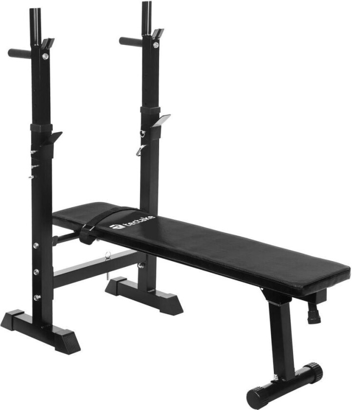 Treningsbenk med høydejusterbar vektstangstativ - svart