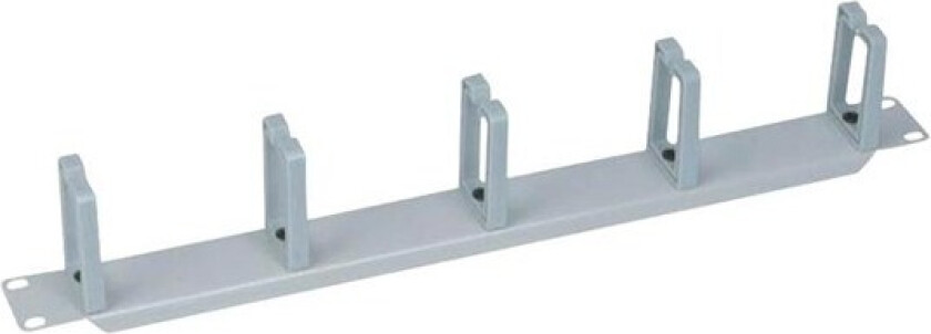 19" cable management bar 1U with 5 turnable plastic brackets grey