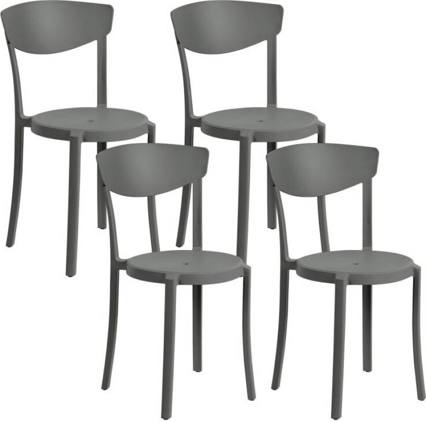 Sett med 4 Hagestoler Svart Polypropylen Lett Værbestandig Plast Innendørs Utendørs Moderne