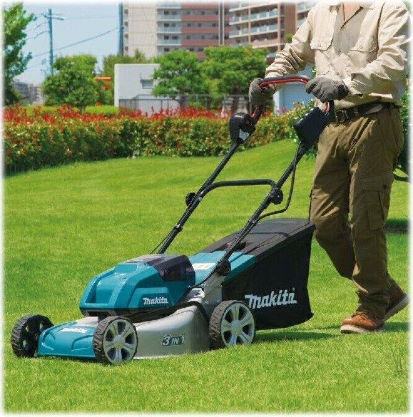 Twin DLM460PT2 - Gressklipper - trådløs - 18 V - 5 Ah - 2 batterier - 2500-3300 rpm - 46 cm - 25.3 kg