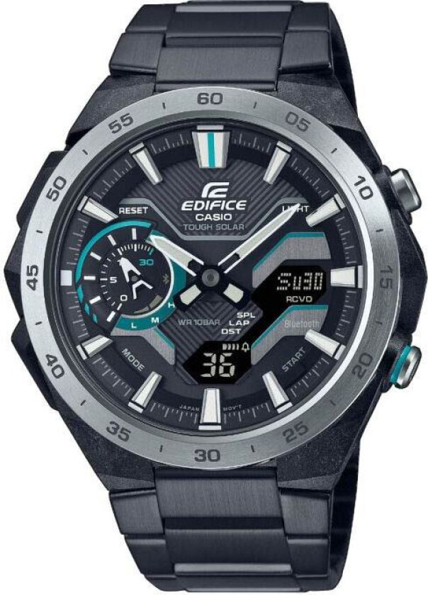Edifice ECB-2200DD-1AEF - Anadigi - Sort - Herreklokker - Rustfritt stål - ledd m/pin - Mineral