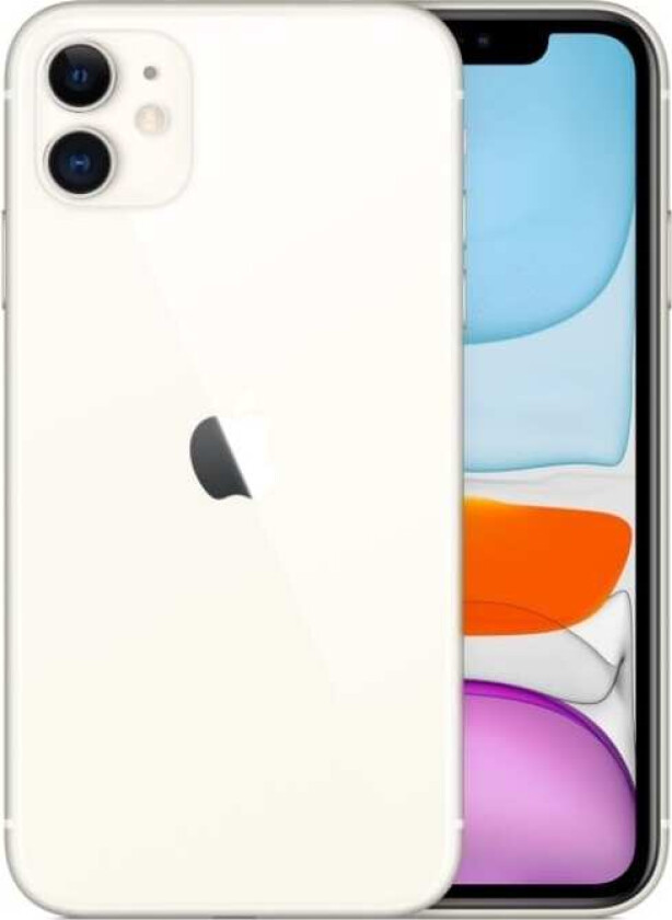 iPhone 11 - 4G smartphone - dobbelt-SIM / Internminne 64 GB - LCD-display - 6.1 - 1792 x 828 piksler - 2x bakkameraer 12 MP, 12 MP - front camera 12 MP - hvit