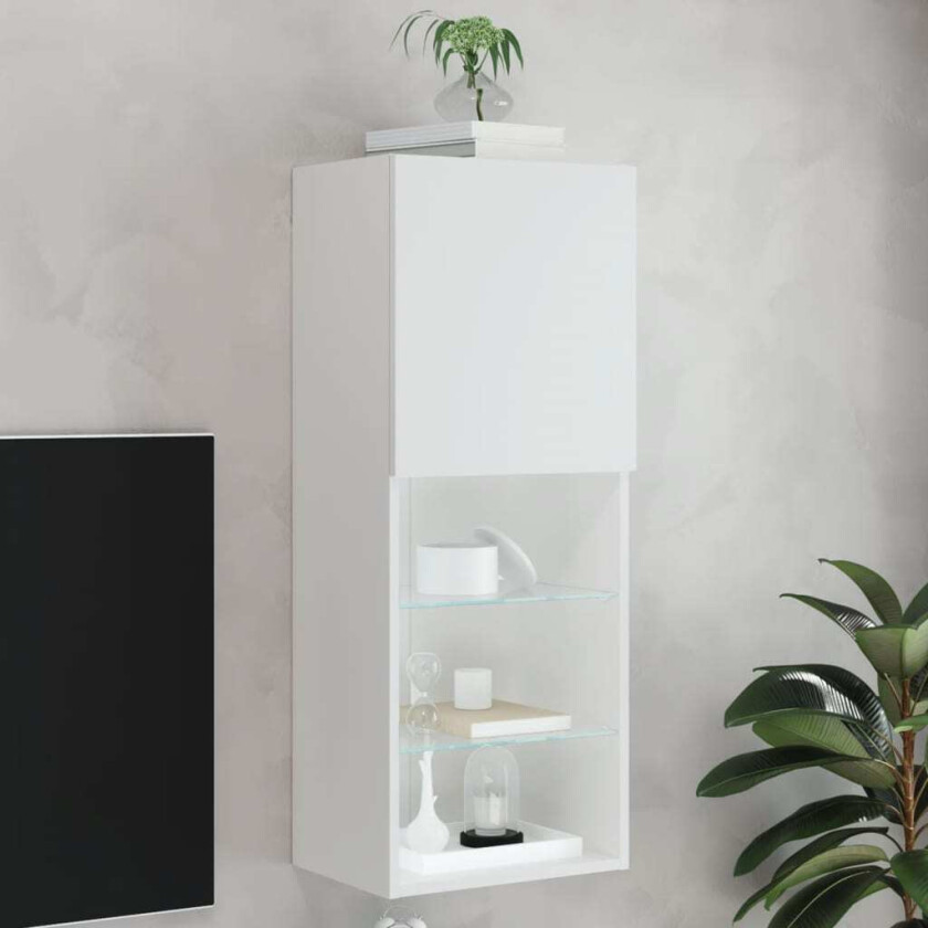 TV-benk med LED-lys hvis 40,5x30x102 cm